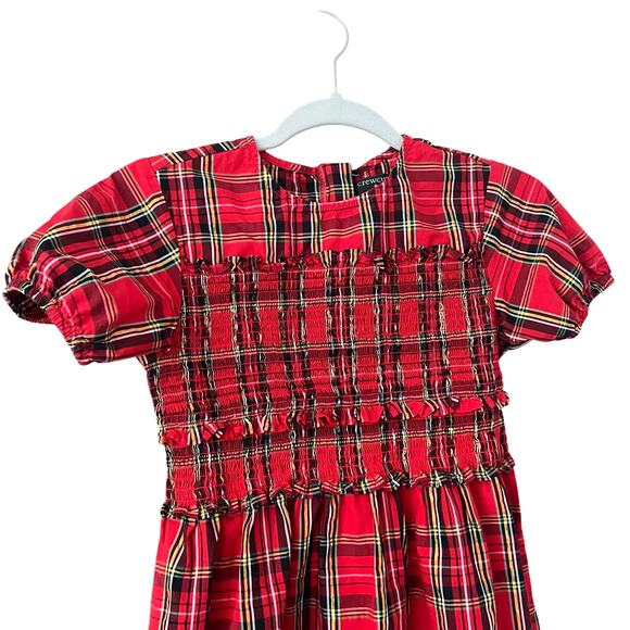 Crewcuts Girls Red Tartan Plaid Smocked Midi Dress size 12 - Picture 4 of 6